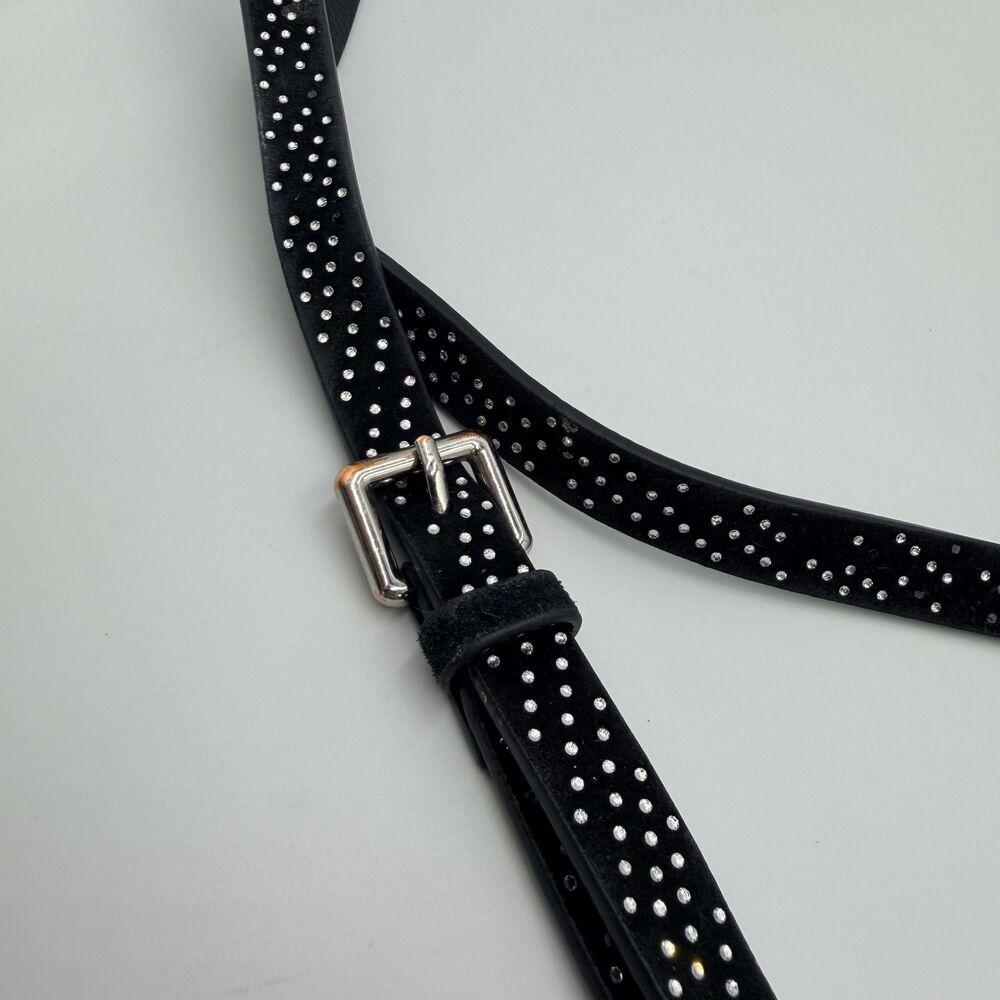 BANDOLIER Black Leather Crossbody iPhone 13/14 Pro Max Case; Rhinestone Strap - Picture 11 of 13